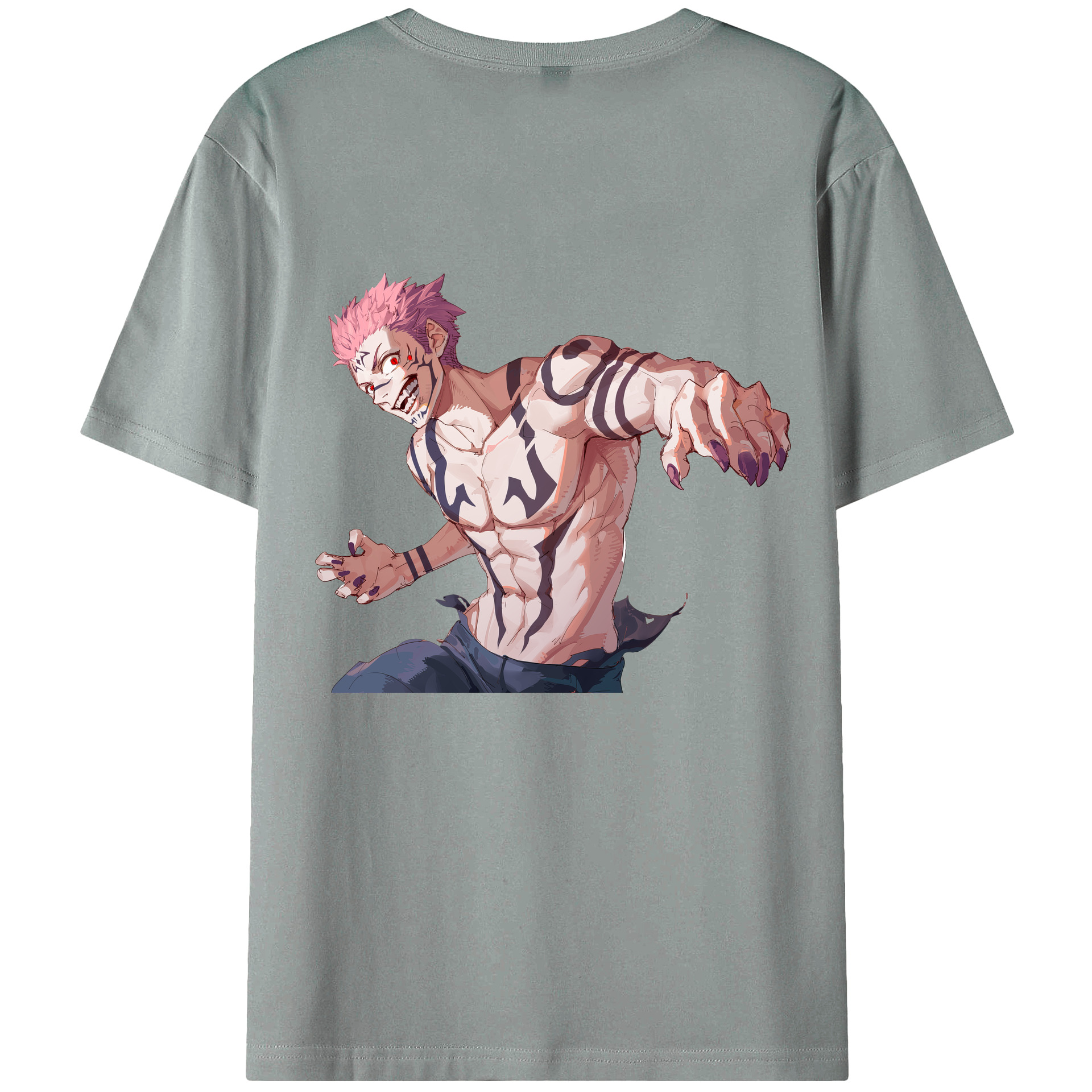 （画像用） 呪術廻戦 Jujutsu Kaisen 綿100％ メンズ半袖Tシャツ（バックプリント） 通気性